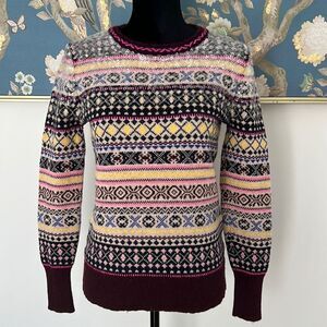 J. Crew wool sweater Christmas twinkle multicolored pullover Sz Small